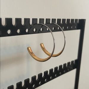 Fossil Silver & Rose Gold Hoop Earrings